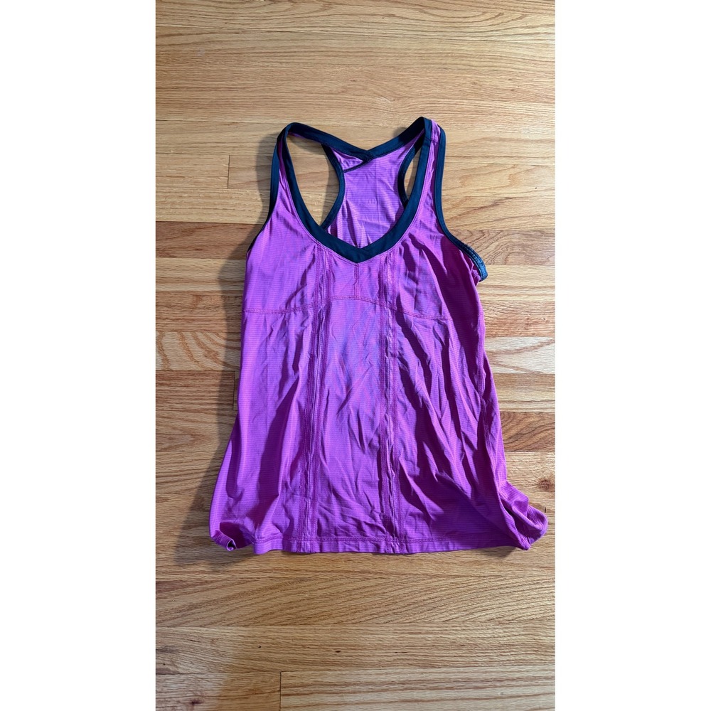 Lululemon Racerback Athletic Tank Top Purple Black V-Neck Yoga Gym Workout